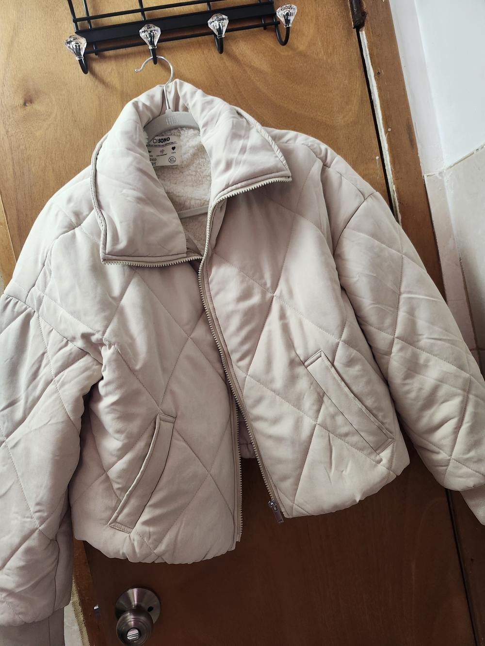 Quilted Puffer Jacket - Light Beige